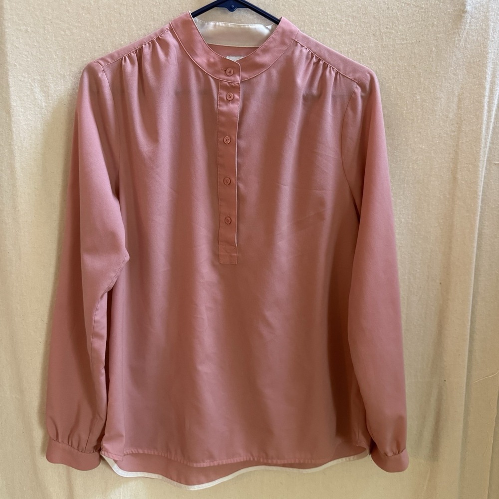 Anne Klein Pink Long-Sleeve Blouse  Button‎ Size 6
